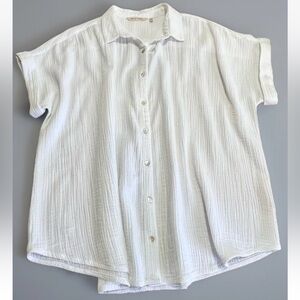 Soft Surroundings Je Veux Cotton Gauze Top - Button Down Shirt